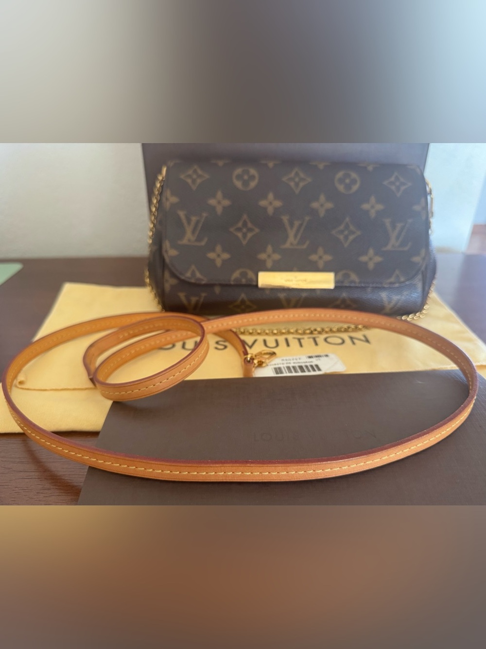Louis Vuitton Favorite PM Monogram Canvas Brown & Gold Chain Crossbody Bag - Picture 14 of 15